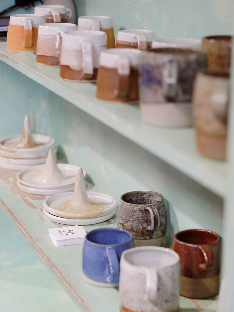 Ceramics on a shelf